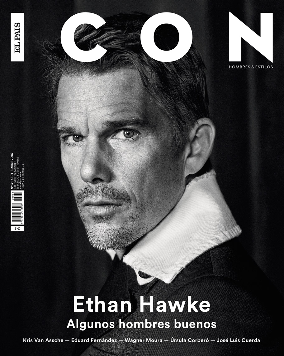 Celebrity Photographer Michael Schwartz: Ethan Hawke for Icon magazine cover in Prada